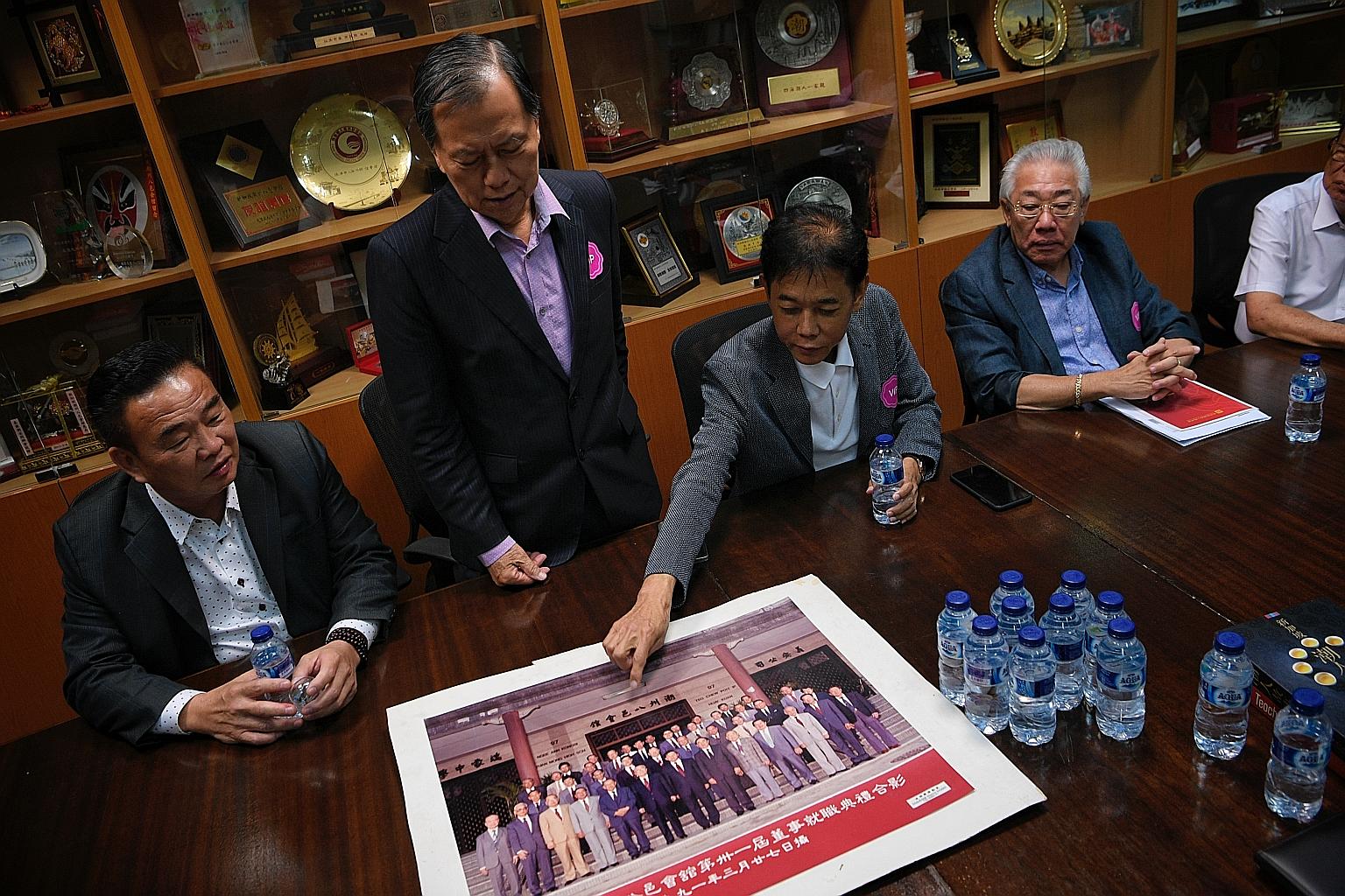 The Teochew Building in Tank Road, off River Valley Road, has housed both the Teochew Poit Ip Huay Kuan and Ngee Ann Kongsi since it was built in 1963. From left: Honorary secretary for Teochew Poit Ip Huay Kuan Woo Chee Chay, president Chua Kee Tean