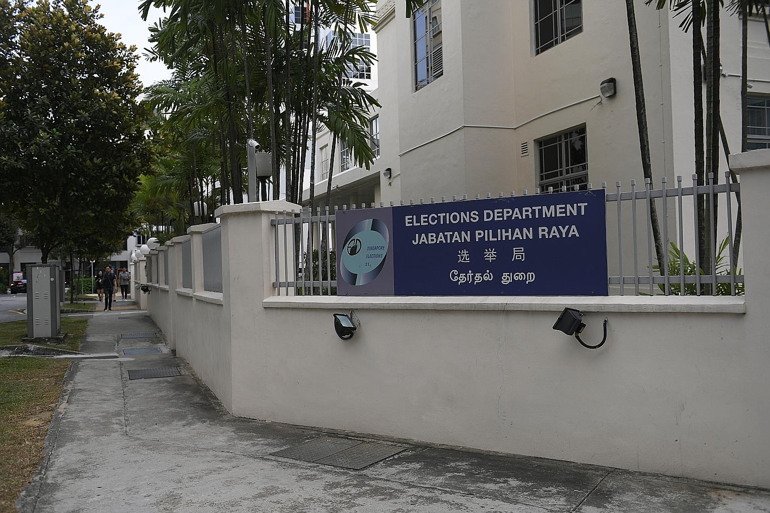 The Elections Department in Prinsep Link. Trade and Industry Minister Chan Chun Sing said the Electoral Boundaries Review Committee must be allowed to focus on its work "away from unnecessary media attention or public pressures".