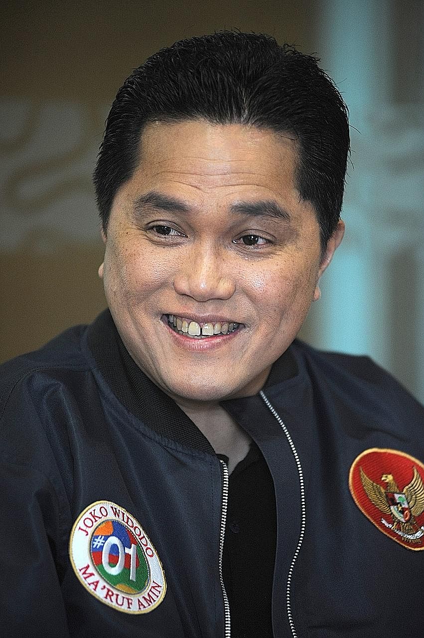 Mr Erick Thohir (above) heads Mr Joko Widodo's campaign. Left: A video of the Indonesian President with popular YouTuber Boy William hit nearly seven million views.