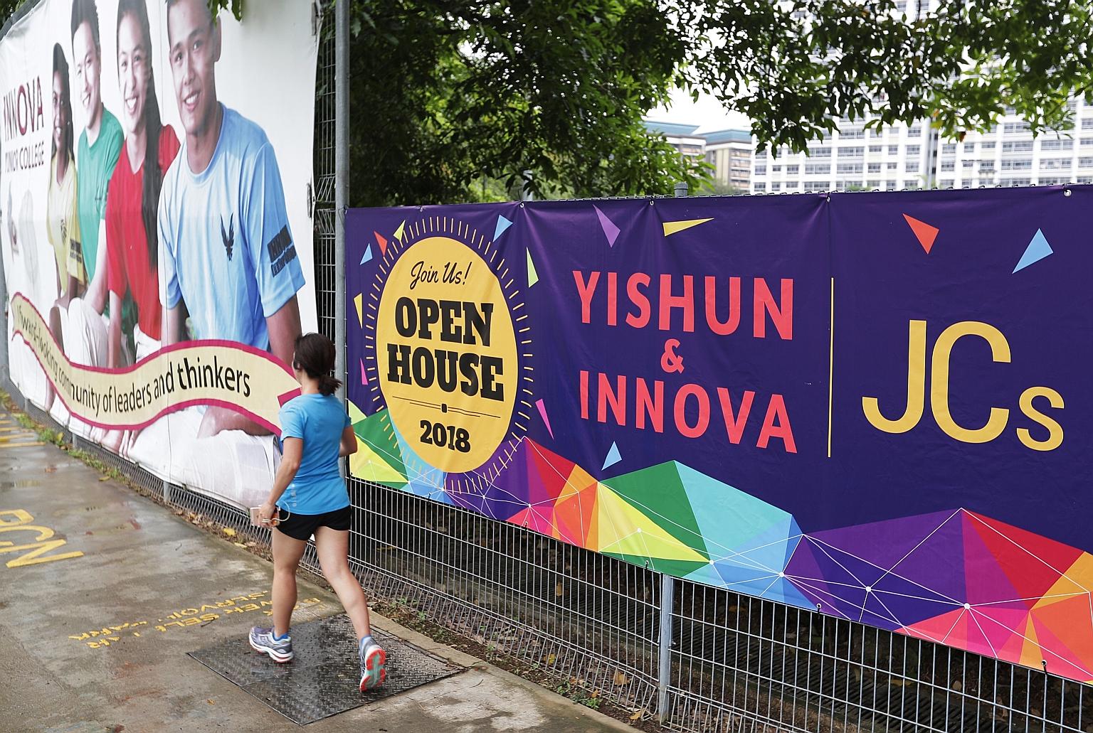 In the first phase, Yishun Innova JC will be upgraded and three JCs - Anderson Serangoon JC, Jurong Pioneer JC and Temasek JC - will be rebuilt.