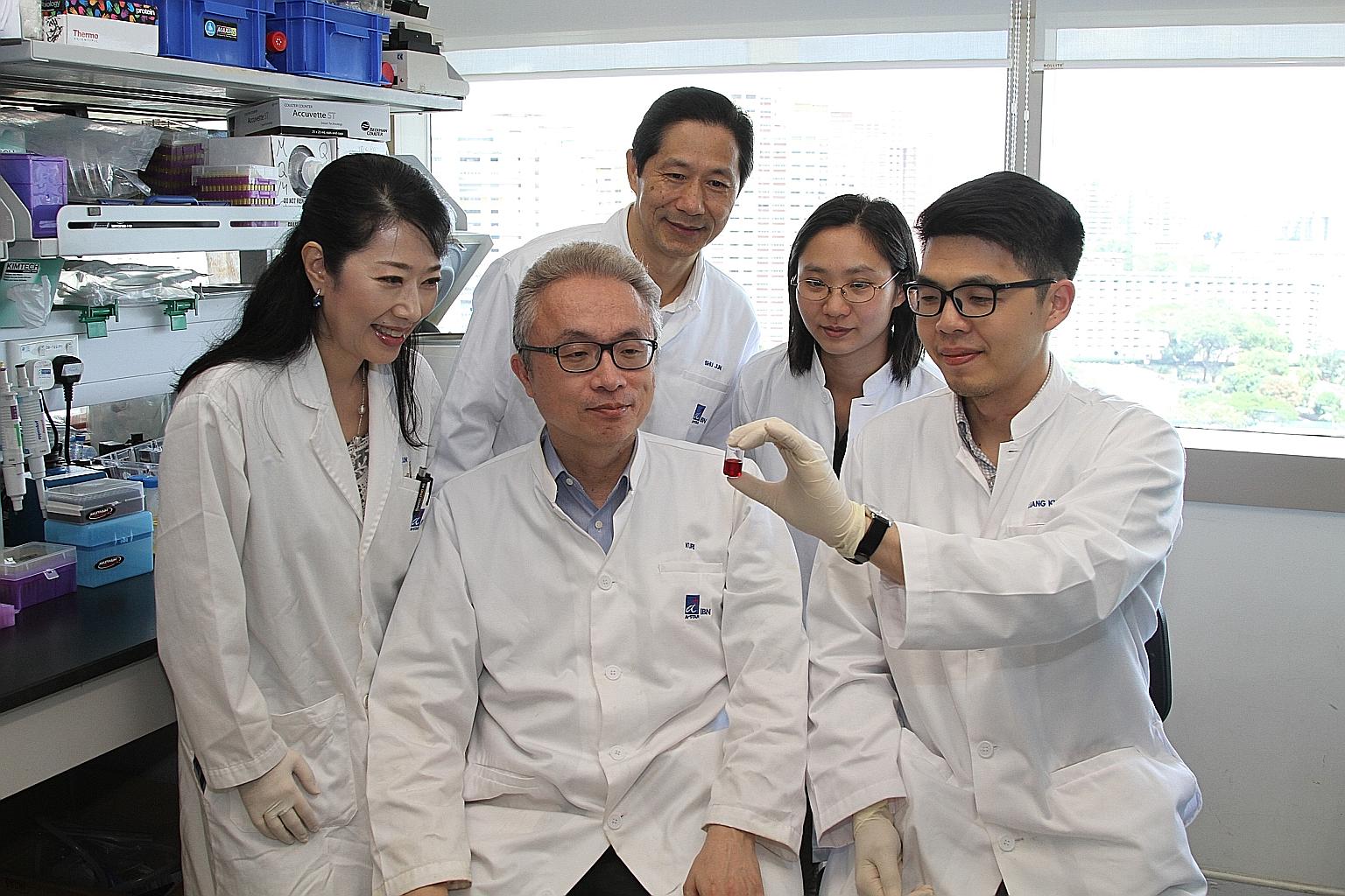 Members of the team involved in the green tea research (clockwise from right): Dr Kun Liang, Dr Motoichi Kurisawa, Dr Joo Eun Chung, Dr Shu Jun Gao and Dr Nunnarpas Yongvongsoontorn.