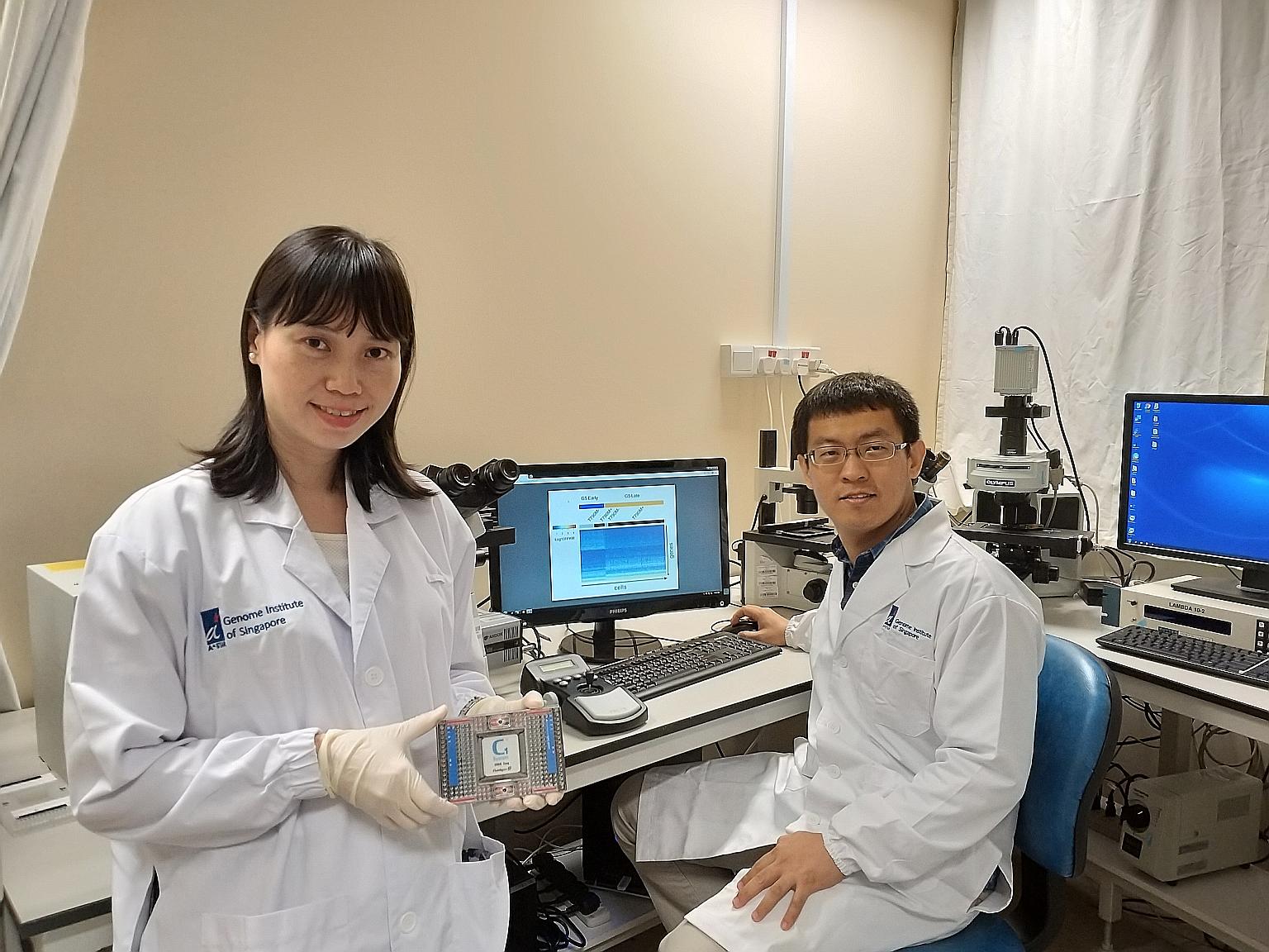 Dr Kong Say Li (left) and Dr Li Huipeng led the development of CORTAD-seq. The tool will help scientists understand how cancer cells mutate and develop drug resistance.