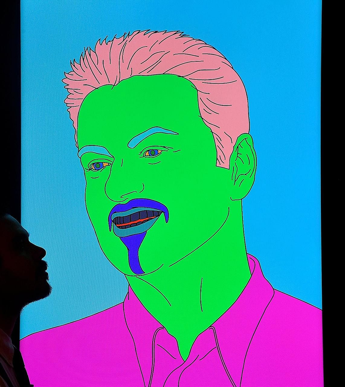 A portrait titled (George) by Michael Craig-Martin from George Michael's collection.
