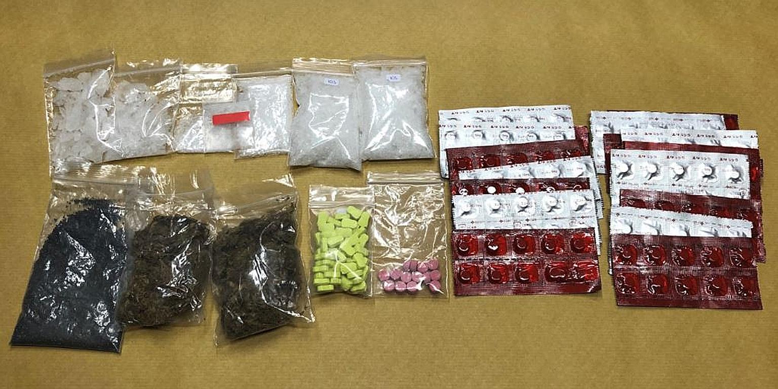 Drugs seized from a unit in Jalan Loyang Besar last Thursday during a four-day islandwide anti-drug operation.