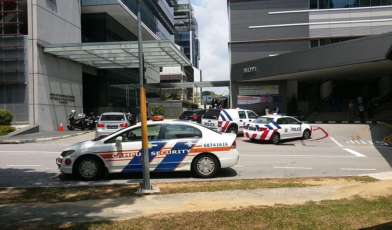 There were no reported injuries in the fire, which broke out at WIL@NUS Corporate Laboratory and involved the contents of a freezer room.