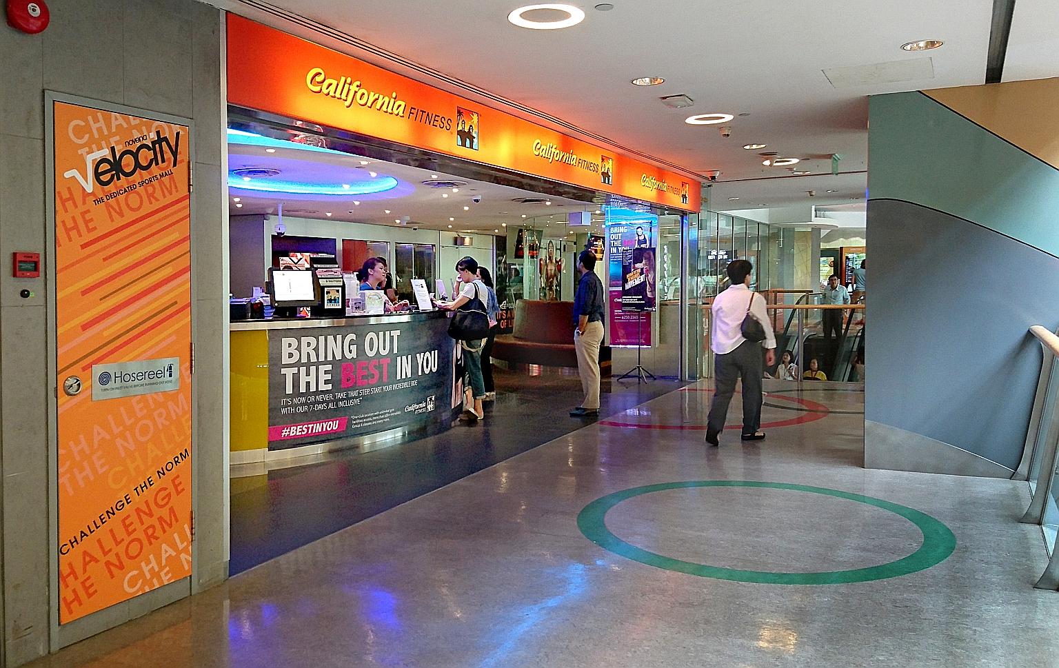 The California Fitness branch at Velocity@Novena Square in 2016. The gym chain's abrupt closure in Singapore that year left thousands of members more than $20 million out of pocket.