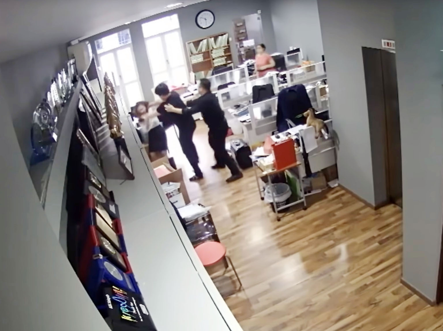 A screenshot from a video clip on YouTube shows lawyer Samuel Seow hitting a female employee in an incident which took place a year ago.