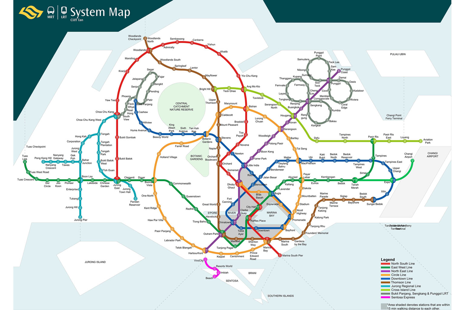 Architect Cliff Tan's redesign of the MRT system map features a cleaner and more rounded depiction of train lines.