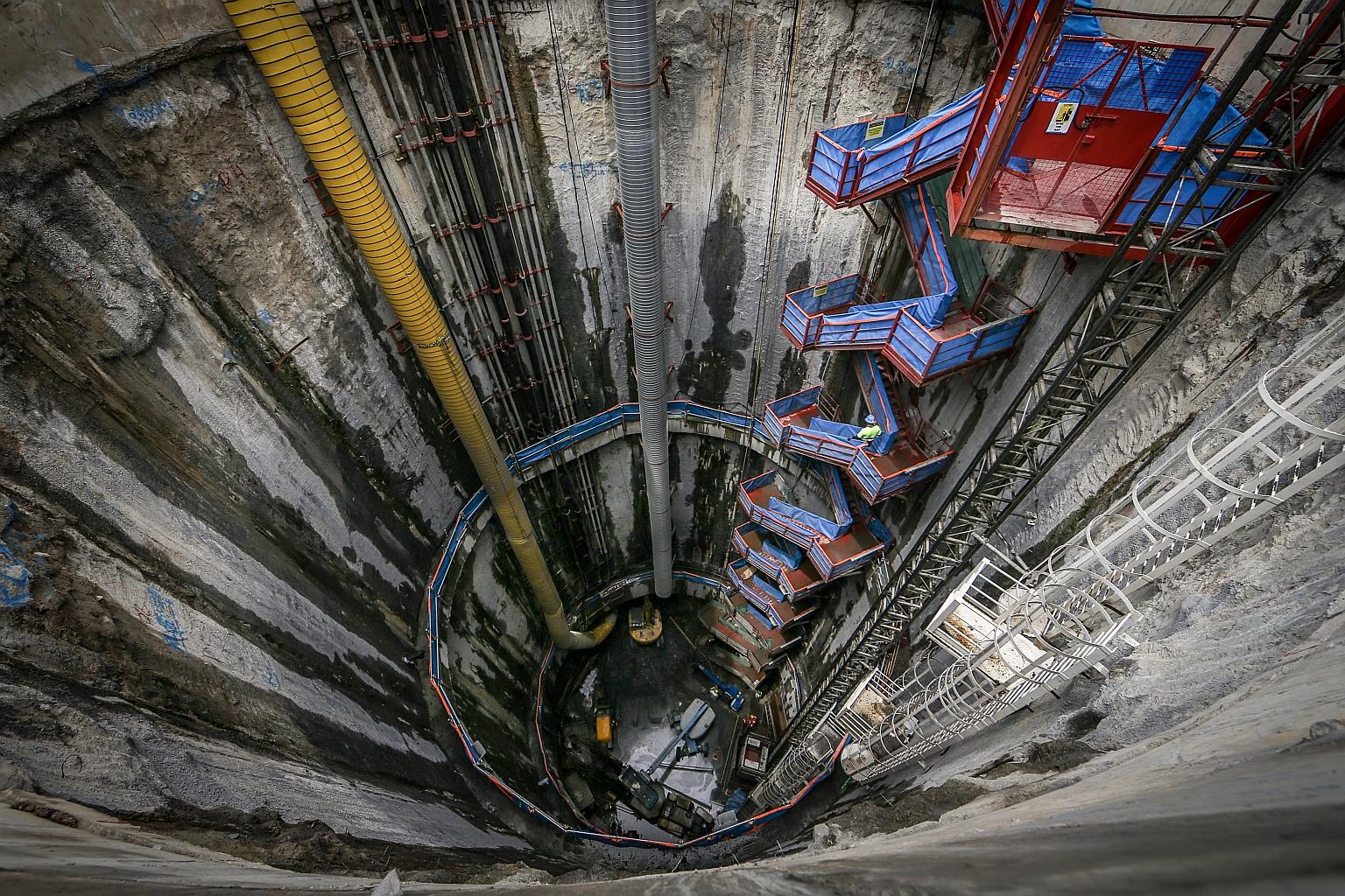 A tunnel boring machine that will be used for tunnelling in the second phase of Singapore's Deep Tunnel Sewerage System. Singapore has ambitious plans to build storage and transport infrastructure deep underground.