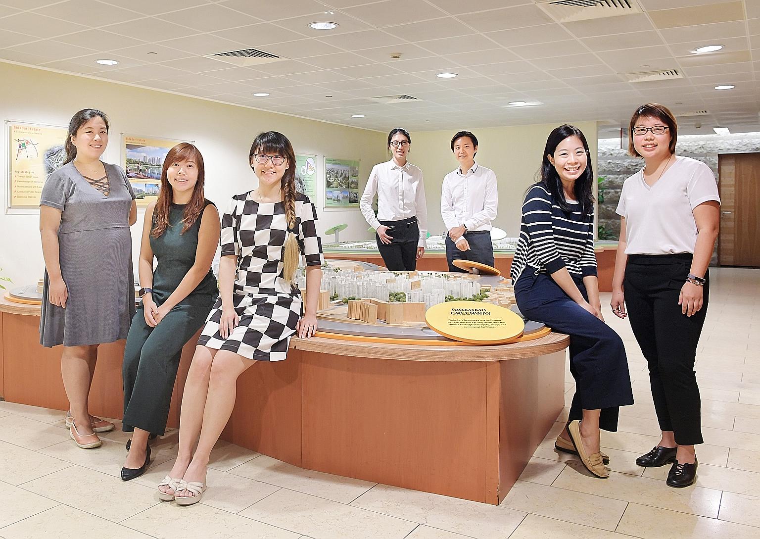 Bidadari Park's HDB planners (from left) Heng Juit Lian, Chloe Wan, Zang Eyu, Leong Mei Lin, Leonard Cai, Rachel Teo and Sheree Hong. The team tried to retain as much of Bidadari's natural woodland as possible.