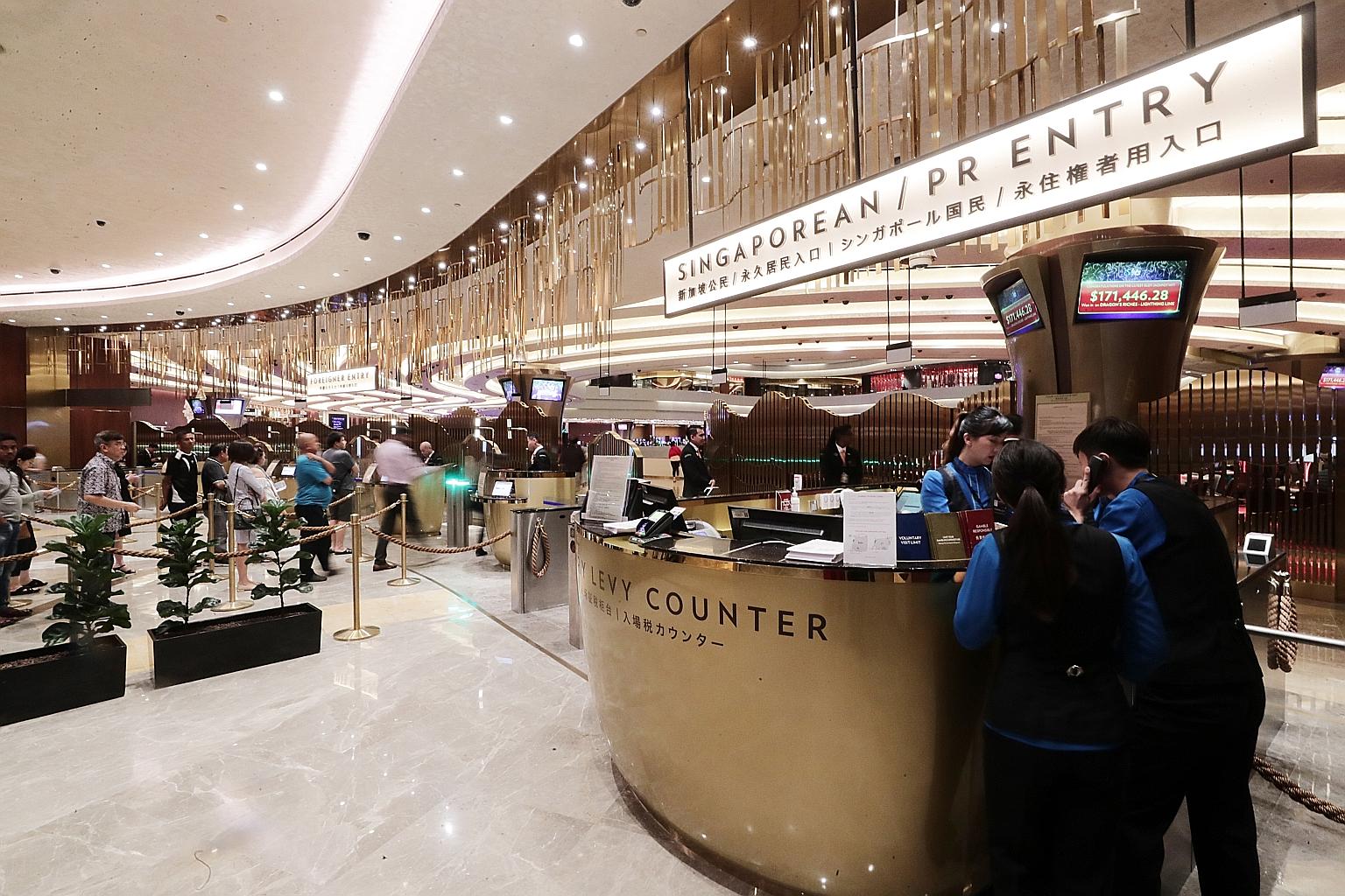 Entry fees to casinos here were raised last month when the Government announced plans to expand Marina Bay Sands and Resorts World Sentosa, with the exclusivity period for both casinos extended to end-2030. The daily casino entry levy for Singaporean