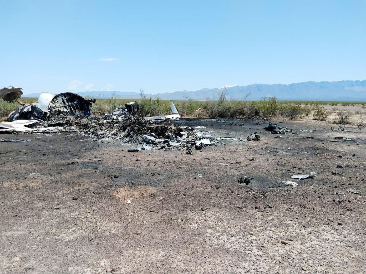 Wreckage of the Bombardier Challenger 601 private jet that crashed in a remote mountain region in northern Mexico on Sunday, while en route from the US city of Las Vegas.