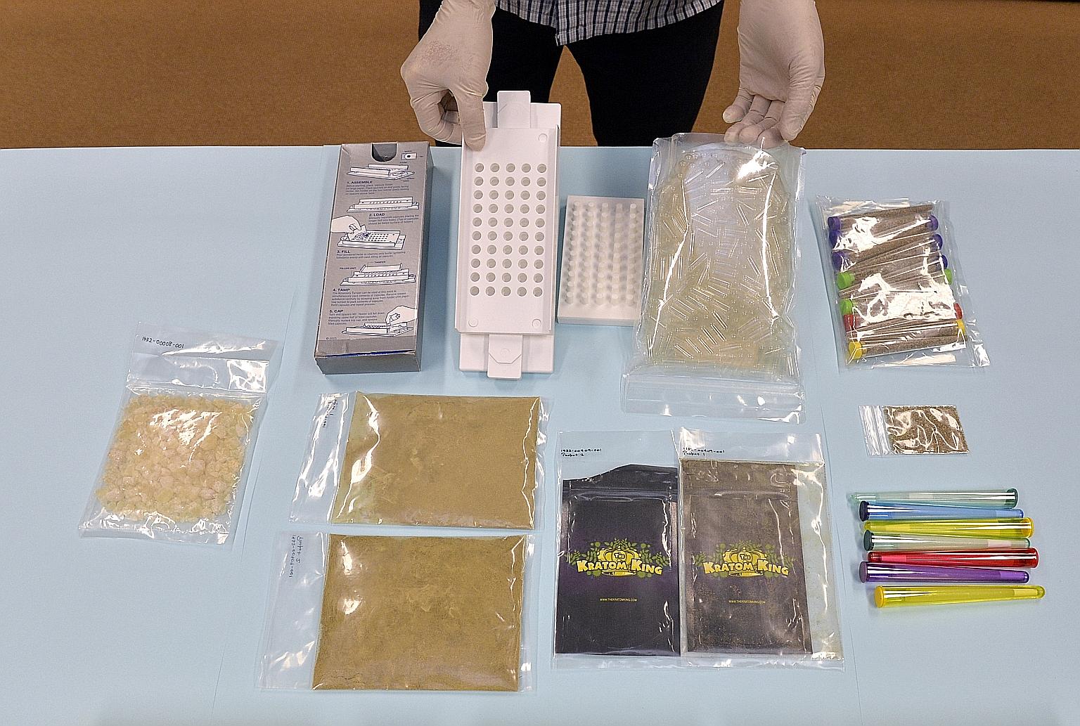 Drugs seized in a raid. MHA said the public support for its drug policies shows "our comprehensive and sustained approach to tackling the demand and supply of drugs has allowed Singapore to remain relatively drug-free".