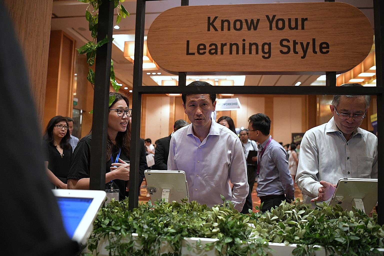 Education Minister Ong Ye Kung at the LIT (Learning Is Triggered) DISCOvery event at Marina Bay Sands yesterday. The event was launched by Young NTUC and the Lifelong Learning Institute to encourage young people to embrace the spirit of lifelong lear