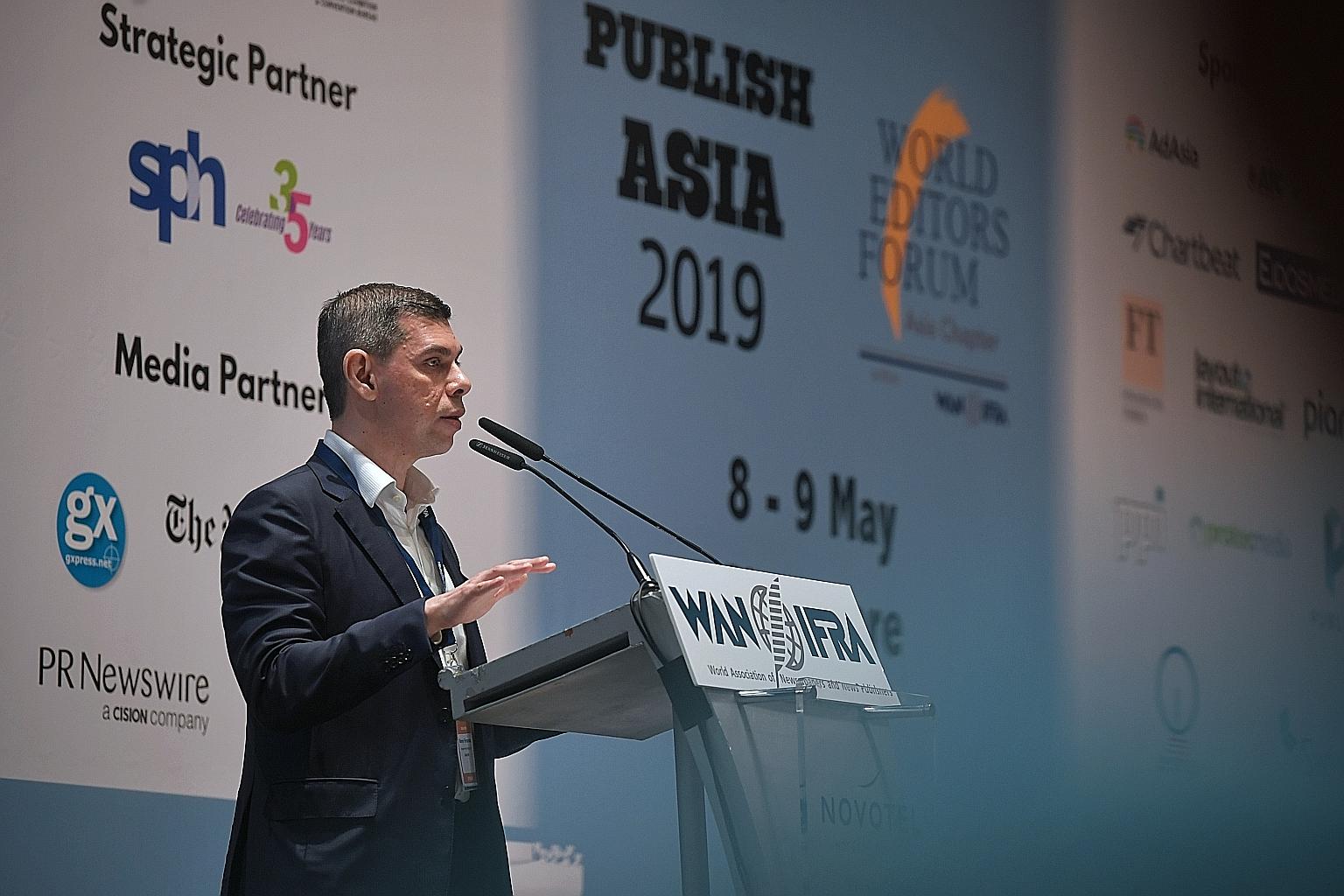 On his plans as WEF president, ST editor Warren Fernandez said a key task is making the case for the importance of professional newsrooms in delivering the quality and credible content.