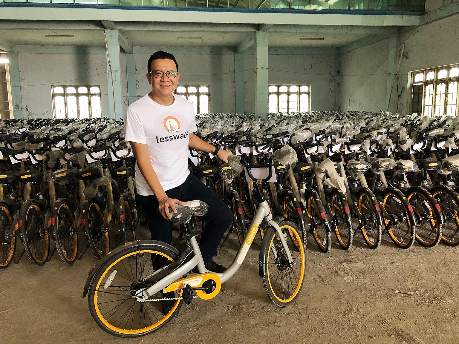 Mr Mike Than Tun Win, founder of Lesswalk, aims to distribute 10,000 bicycles from failed bike-sharing firms oBike and ofo to needy students in Myanmar by the year end. He hopes his work will inspire a coordinated movement worldwide.