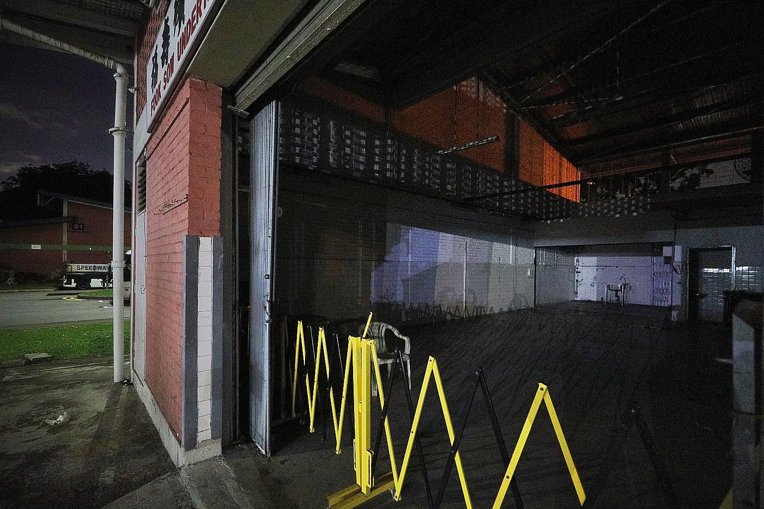 Fook Sow Undertaker at Block 89 Geylang Bahru, which is closed now. When The Sunday Times visited on Thursday evening, most of the fittings had been removed, with only a few pieces of furniture left.