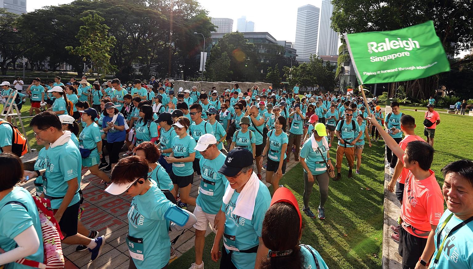 Participants at the biennial Let's Take A Walk event in 2017. For this year's edition coming up in November, organiser Raleigh Singapore is hoping to raise $150,000 through registration fees and pledges.
