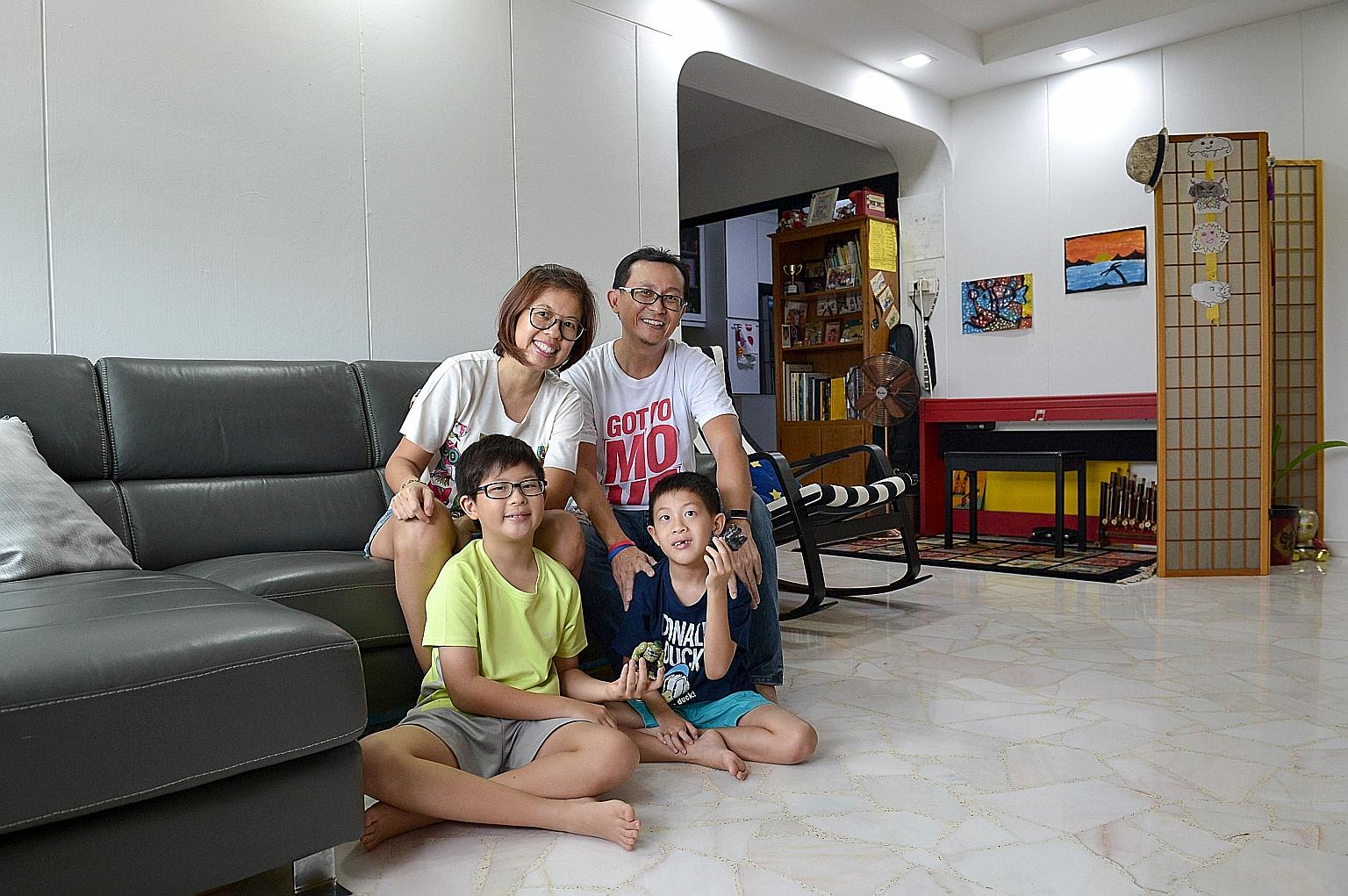 Former poly lecturer Kelvin Seah, 49, gave up his job last year to care for his sons Jaedon, 10, and Caleb, eight. His wife, Ms Lim Shaw Hui, 47, is a social worker.