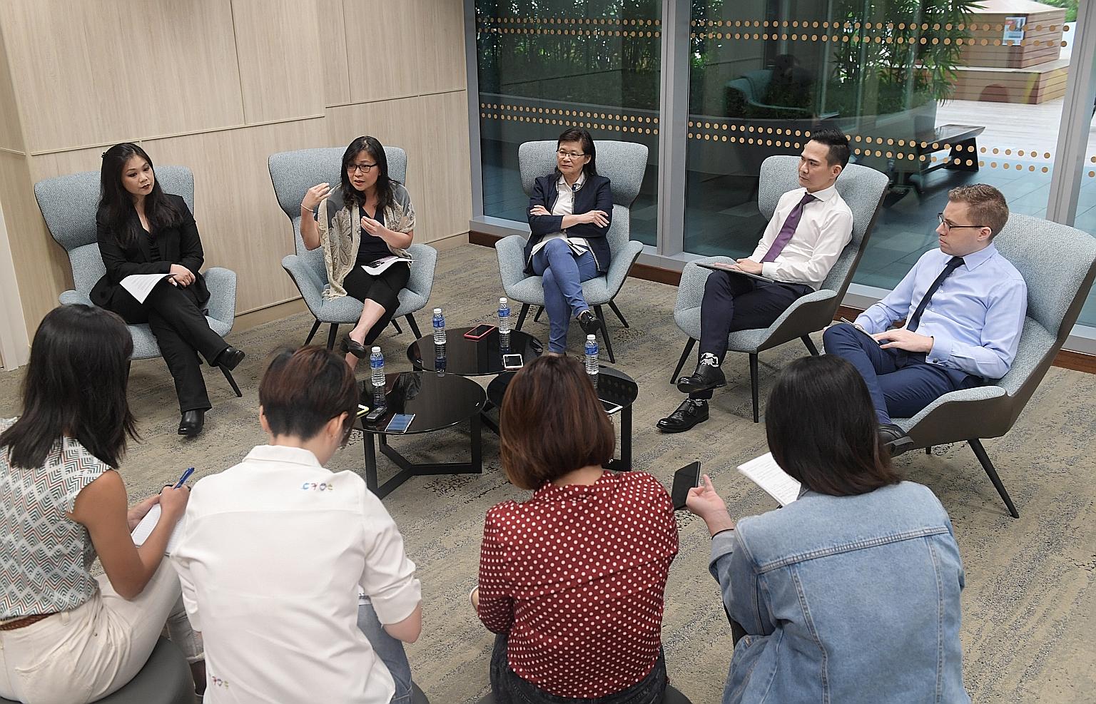 The experts at the media sharing session for Asean Dengue Day 2019, held a week ago, were (from left) NEA medical entomologist Christina Liew; Associate Professor Ng Lee Ching, director of Environmental Health Institute; Professor Leo Yee Sin, execut