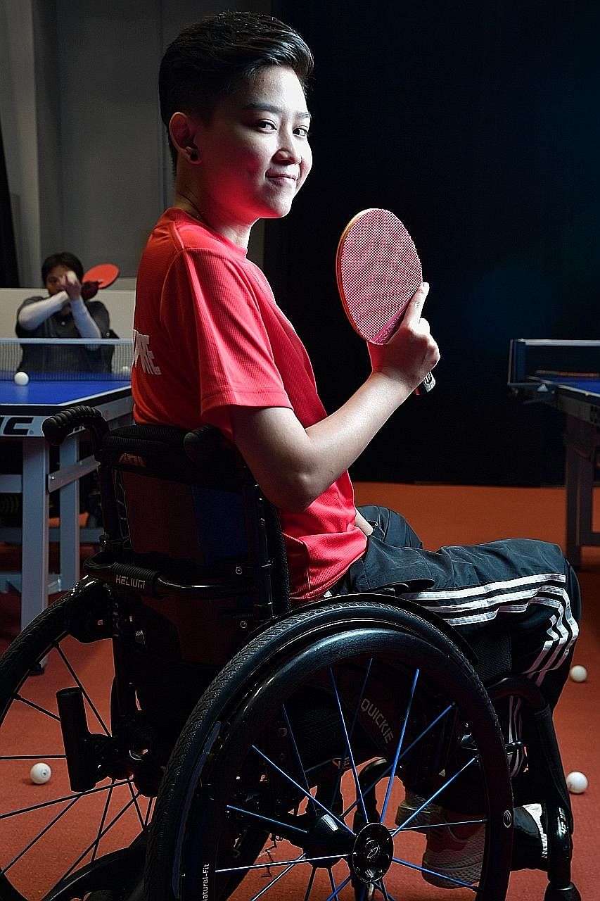 Ms Claire Toh, who plays para table tennis for Singapore, trains thrice a week and says her goal is to improve and win a medal in the Asean Para Games next year.