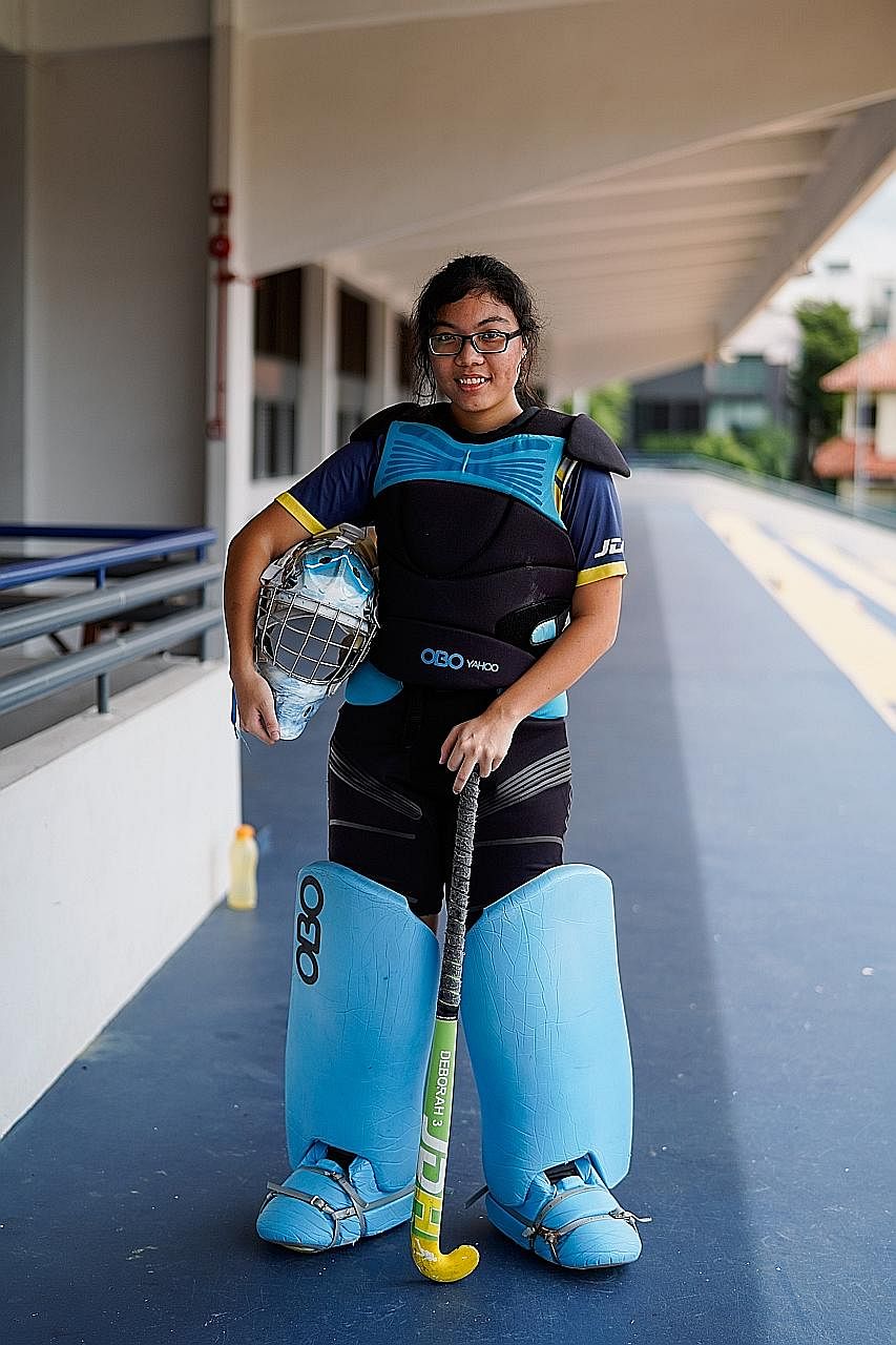 Deborah Lee made a swift return from injury to Eunoia Junior College's hockey team and played a key role in goal, keeping out all their opponents en route to the A Division championship. 