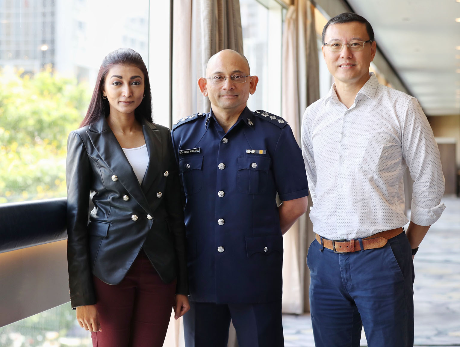 Ms Shanti Pandian, director of Community Action for the Rehabilitation of Ex-offenders Network; Singapore Prison Service Superintendent Faisal Mustaffa of Institution B4; and Mr Andrew Tay, executive director of Prison Fellowship Singapore, at a semi