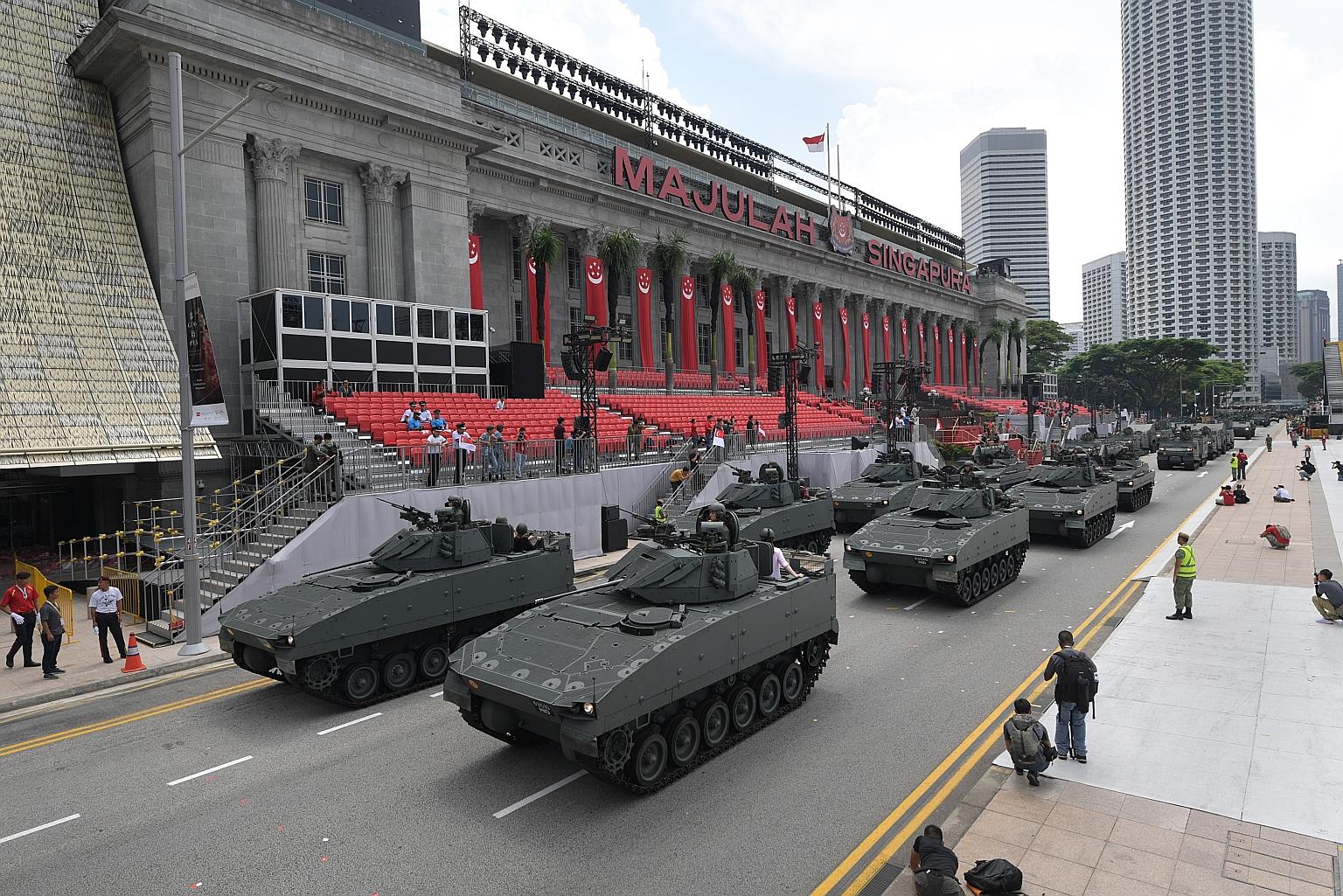 The return of the mobile column at this year's National Day Parade at the Padang is historically significant as the first mobile column rolled down the Padang 50 years ago, in 1969.