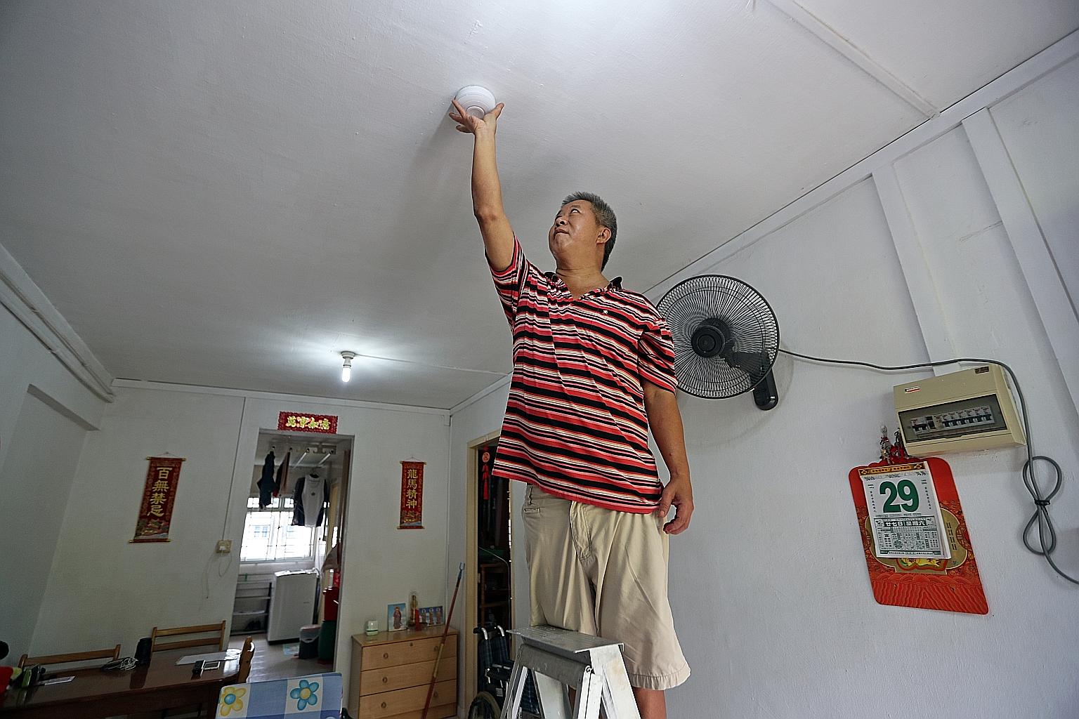 Mr Gilroy Chan, 56, had the smoke detector installed in his rental flat last week and has been trying to convince his neighbours to do the same.