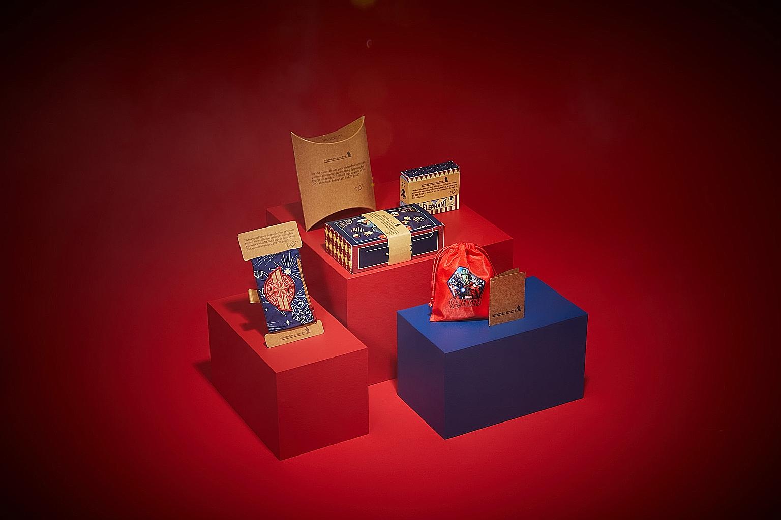 SIA's toys for children now come in recyclable paper packaging, not plastic. PHOTO: SINGAPORE AIRLINES