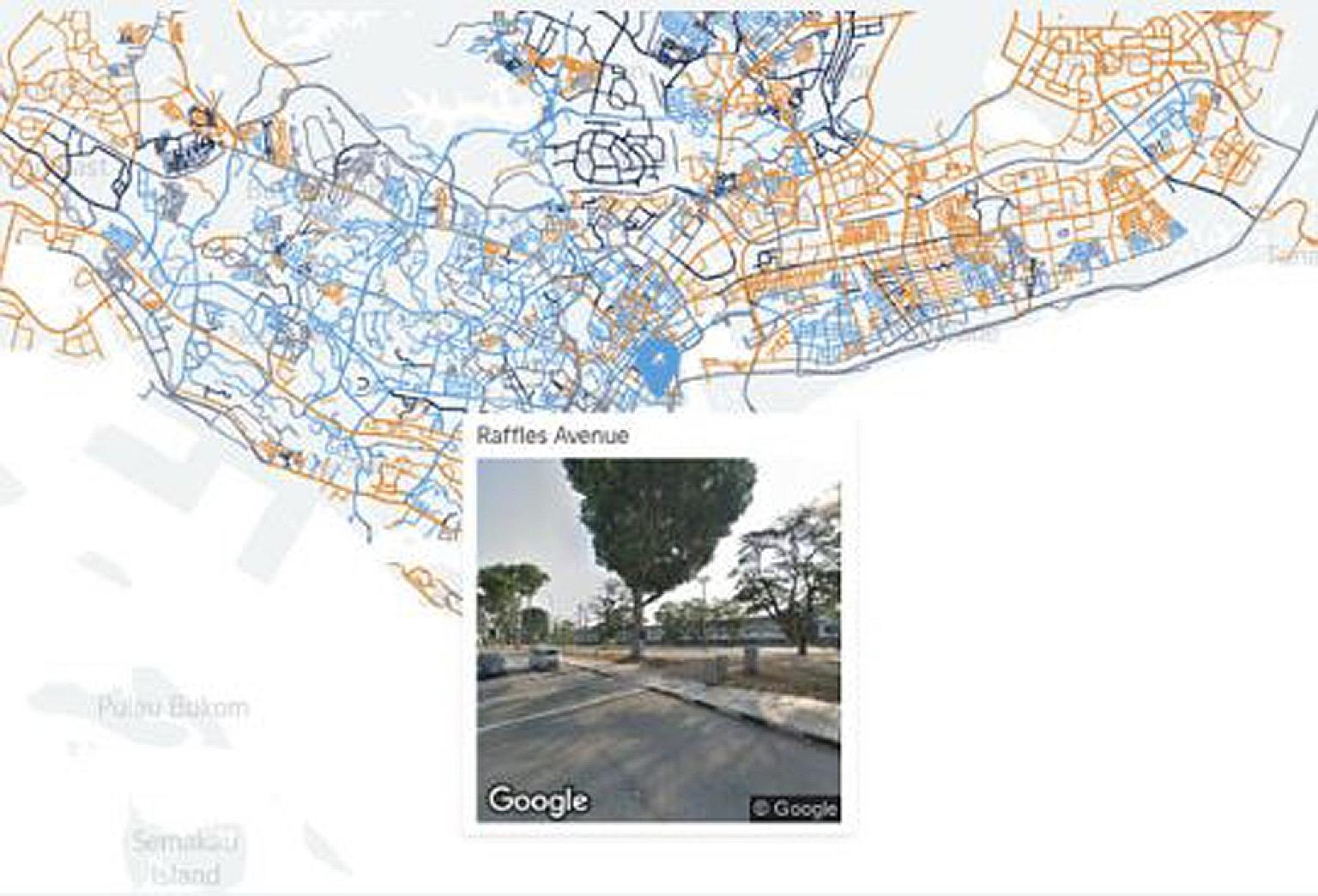 The ST interactive graphic showing Raffles Avenue, one of many streets with a link to British colonial times.