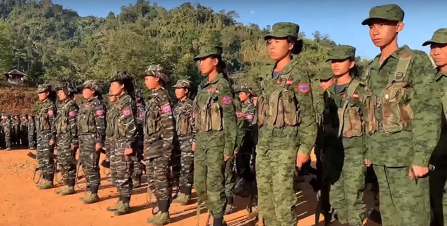 A still from a video about the Arakan Army posted on YouTube. The Ministry of Home Affairs said the people investigated provided regular financial support to the armed group that has conducted violent attacks in Myanmar, with one giving regular month