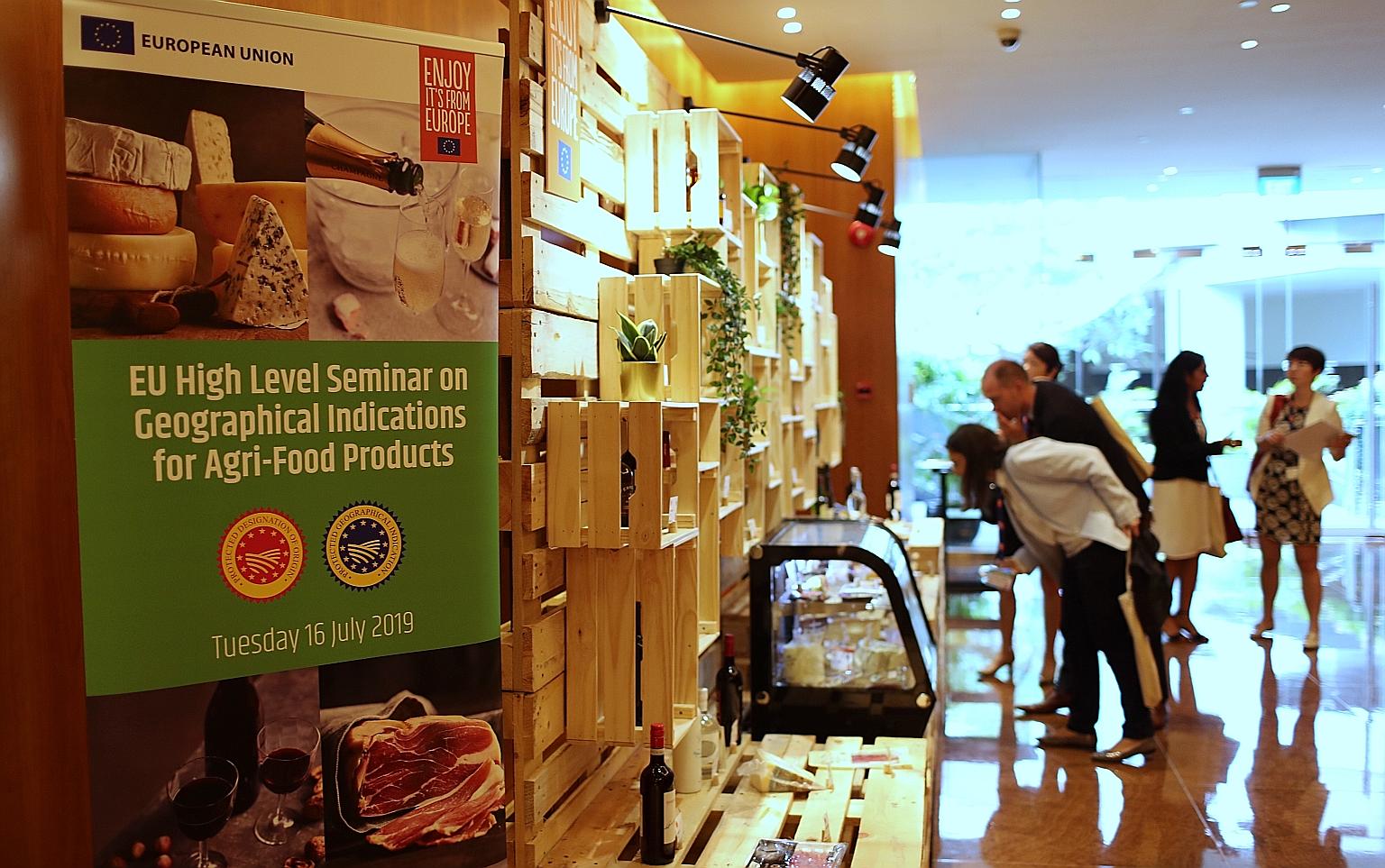 A seminar on Geographical Indications (GIs) for agri-food products was held yesterday at Grand Hyatt Hotel. A GI is a sign used on products that identifies them as originating from a specific geographical place and possessing qualities or a reputatio