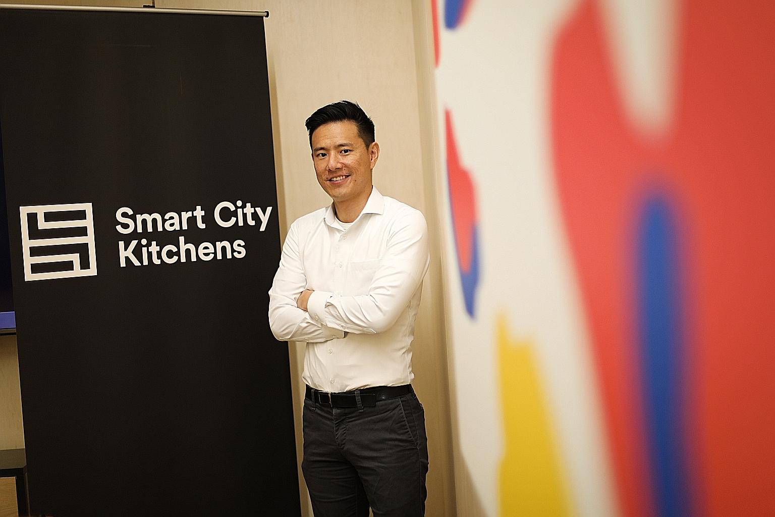 Mr Warren Tseng, general manager of Smart City Kitchens, says Deliveroo and GrabFood have refused to list restaurants operating out of its kitchen on their platforms. The shared kitchen operator estimates the two companies represent about 60 per cent
