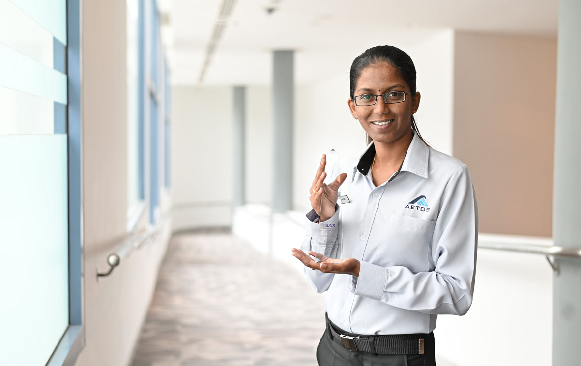 Aetos security officer Rajaletchumi Letchumanan was one of three officers who was awarded the Security Officer of the Year award yesterday.