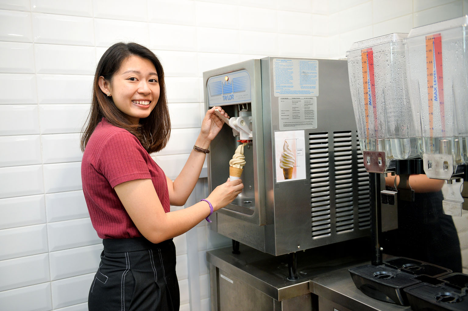 Instead of going directly to university after graduating from polytechnic two years ago, Ms Shanice Lim opted for a new 11/2 year scheme where she worked four days at Mr Bean and attended classes at Singapore Polytechnic once a week.