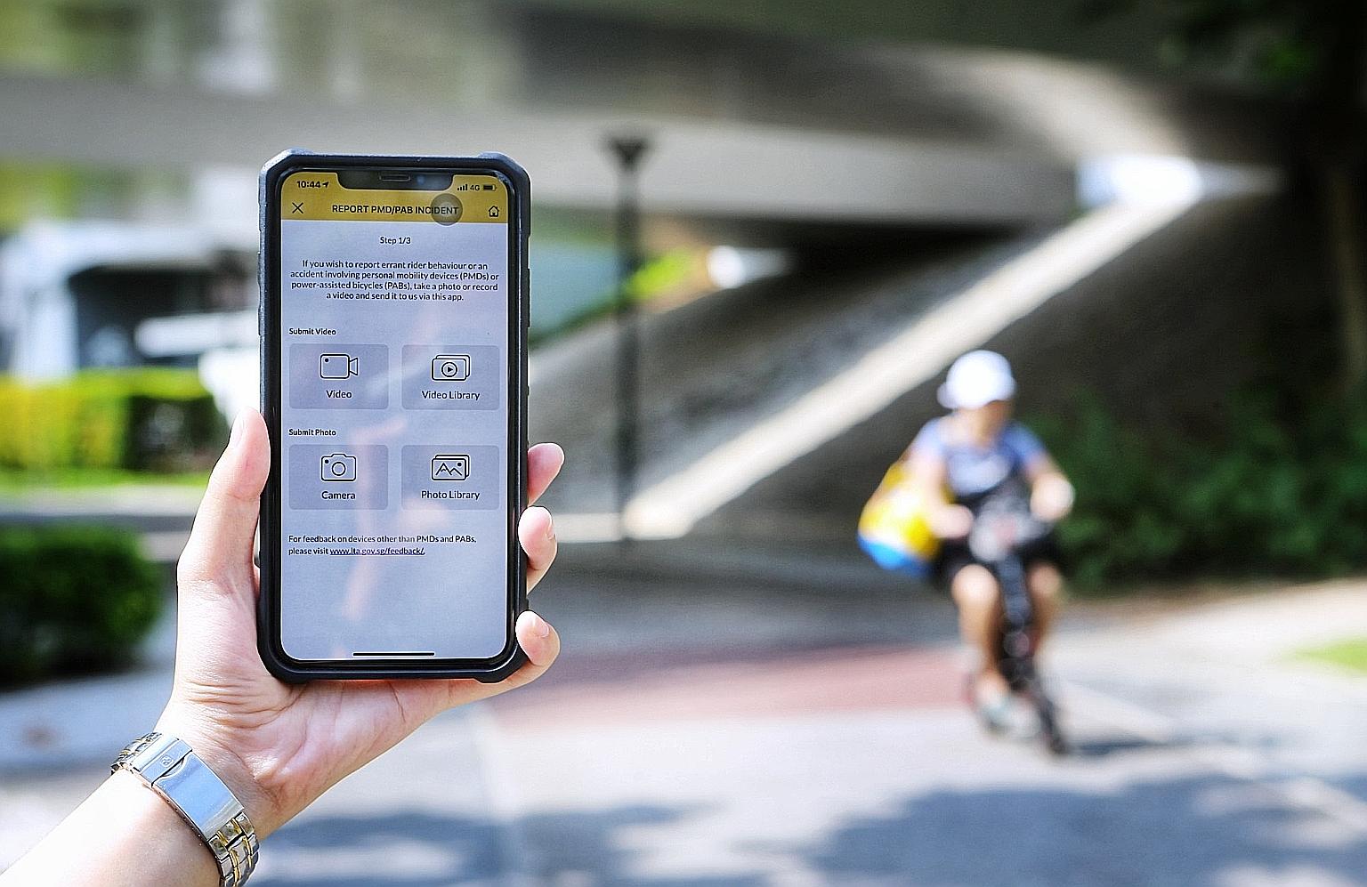 Members of the public can also now submit photos or videos of errant personal mobility device users through LTA's MyTransport.SG app.