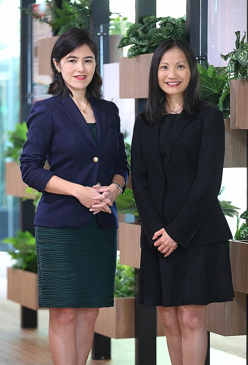 Mrs Natalie Morris-Sharma (far left), director of the Law Ministry's international legal division, and Ms Sharon Ong, the ministry's policy advisory director. Mrs Morris-Sharma chaired the United Nations' negotiations that led to the adoption of the