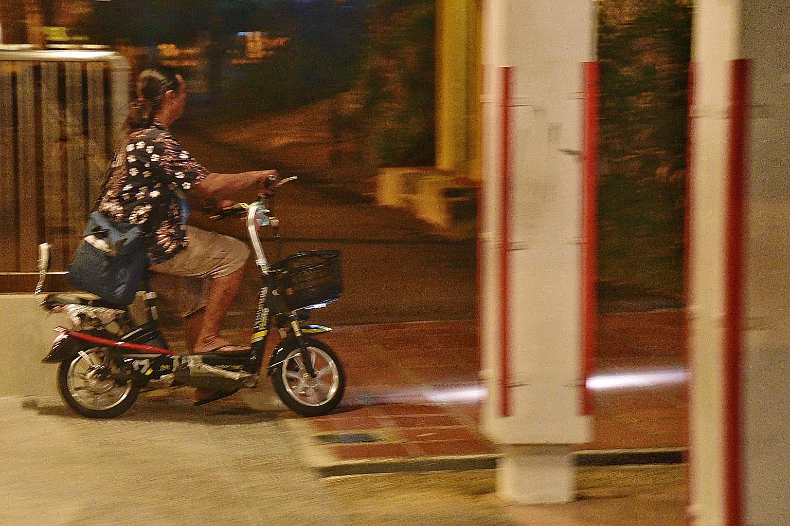 The move would mean PMD riders would have to dismount and push their devices at the void decks in the majority of the 10,000 HDB blocks here. The ban does not apply to personal mobility aids, such as motorised wheelchairs and mobility scooters.