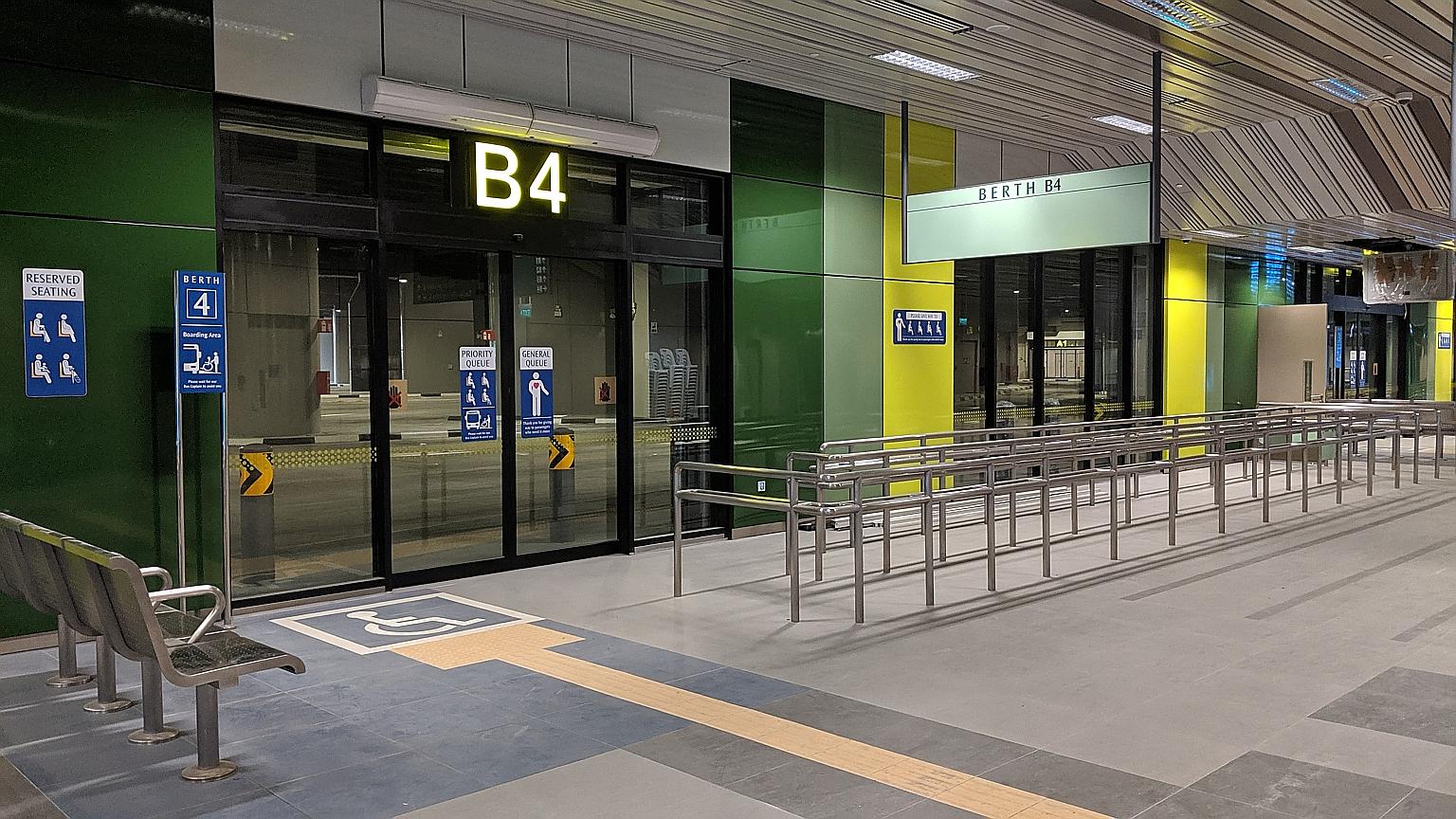 The new integrated transport hub has dedicated boarding points at each berth and graduated kerb edges to facilitate boarding by passengers in wheelchairs, said the Land Transport Authority.