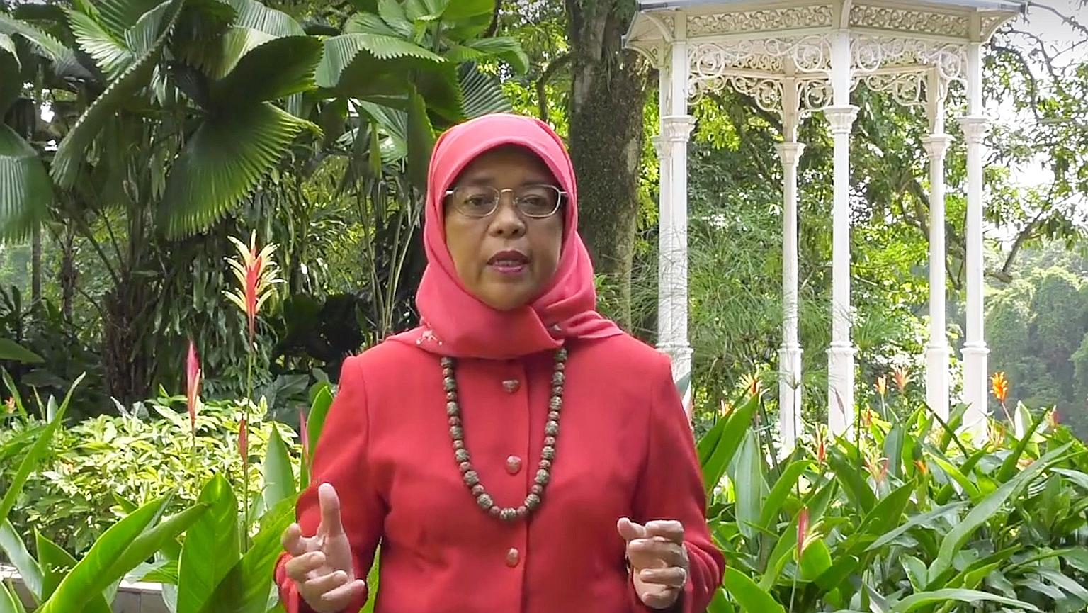 President Halimah Yacob posted a National Day greeting video on Facebook yesterday.