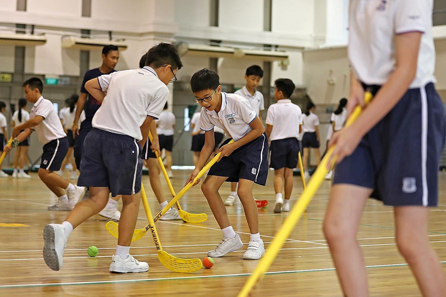 A Physical Education class in Rosyth School where Gifted Education Programme pupils and mainstream pupils get to interact with one another.