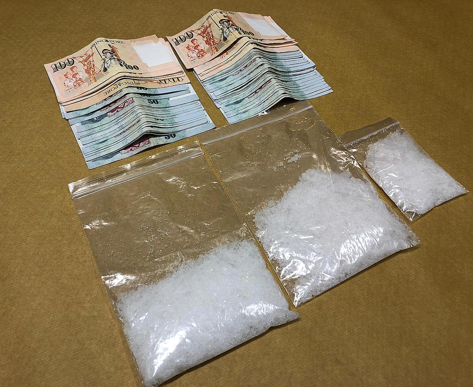 The number of Singapore citizens and permanent residents caught trafficking drugs declined by about 3 per cent, from 511 in 2014 to 495 last year, said the Ministry of Home Affairs. PHOTO: CENTRAL NARCOTICS BUREAU
