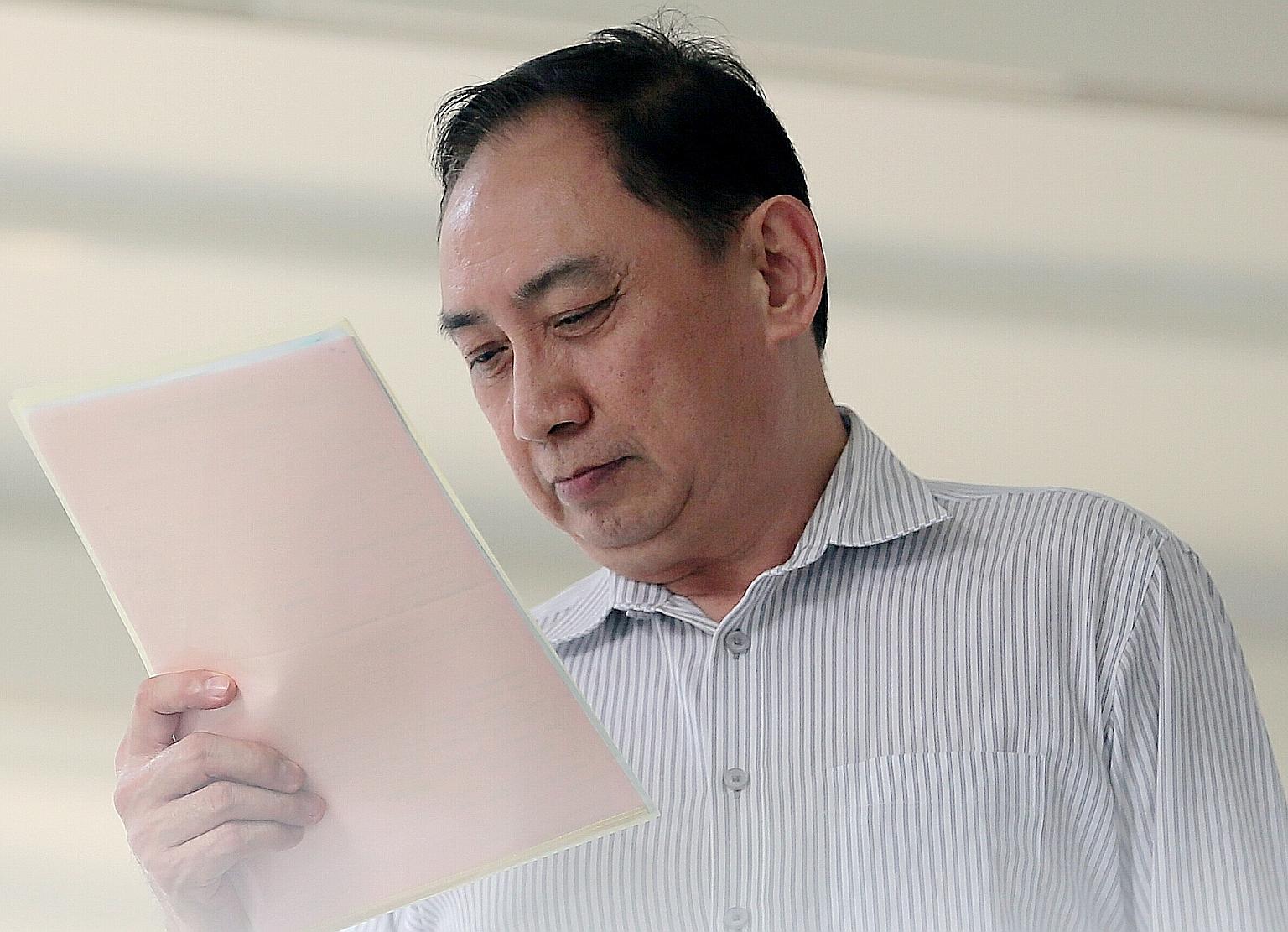Ning manager Chew Tat Weng represented the firm in court yesterday. Ning is the first retailer convicted of an offence under the Active Mobility Act. ST PHOTO: WONG KWAI CHOW