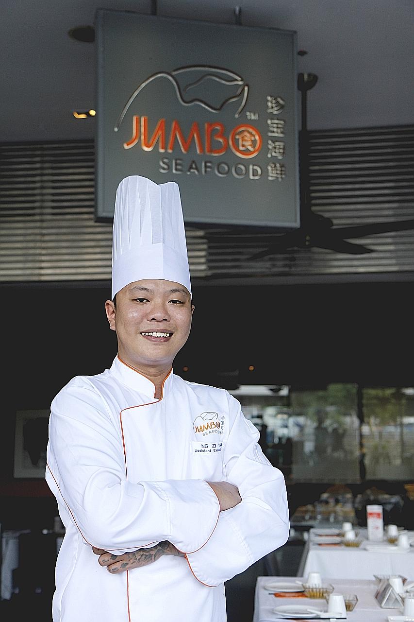 Mr Ng Zi Yang, who started out as an apprentice at Jumbo 12 years ago, is now an executive chef with the chain.
