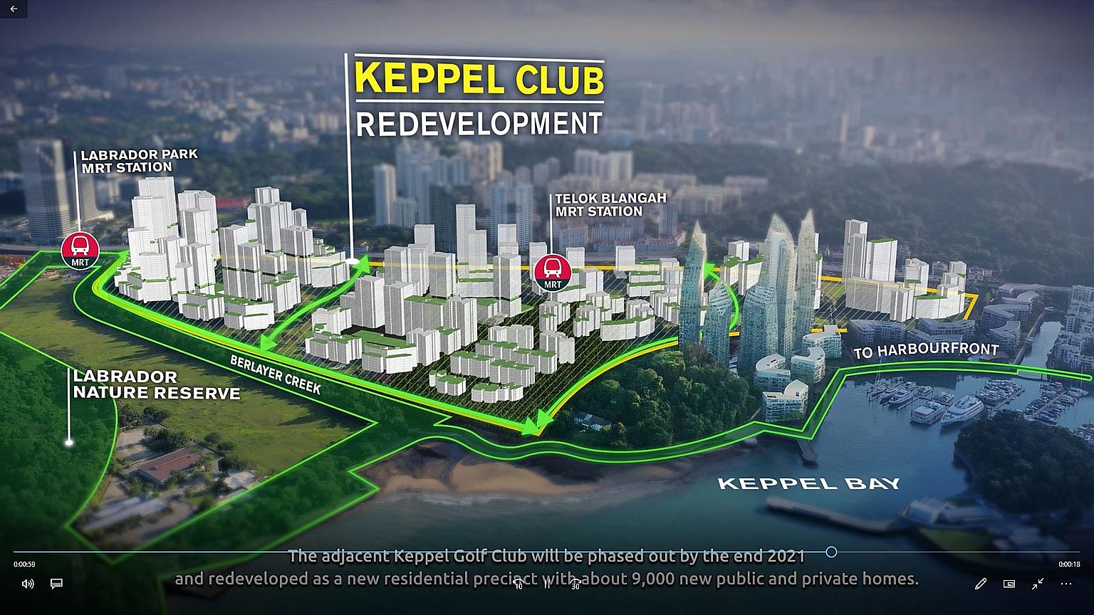 An artist's impression of what the redeveloped Keppel Club site may look like. The lease of the private golf club, which sits on a 44ha plot, expires in two years.