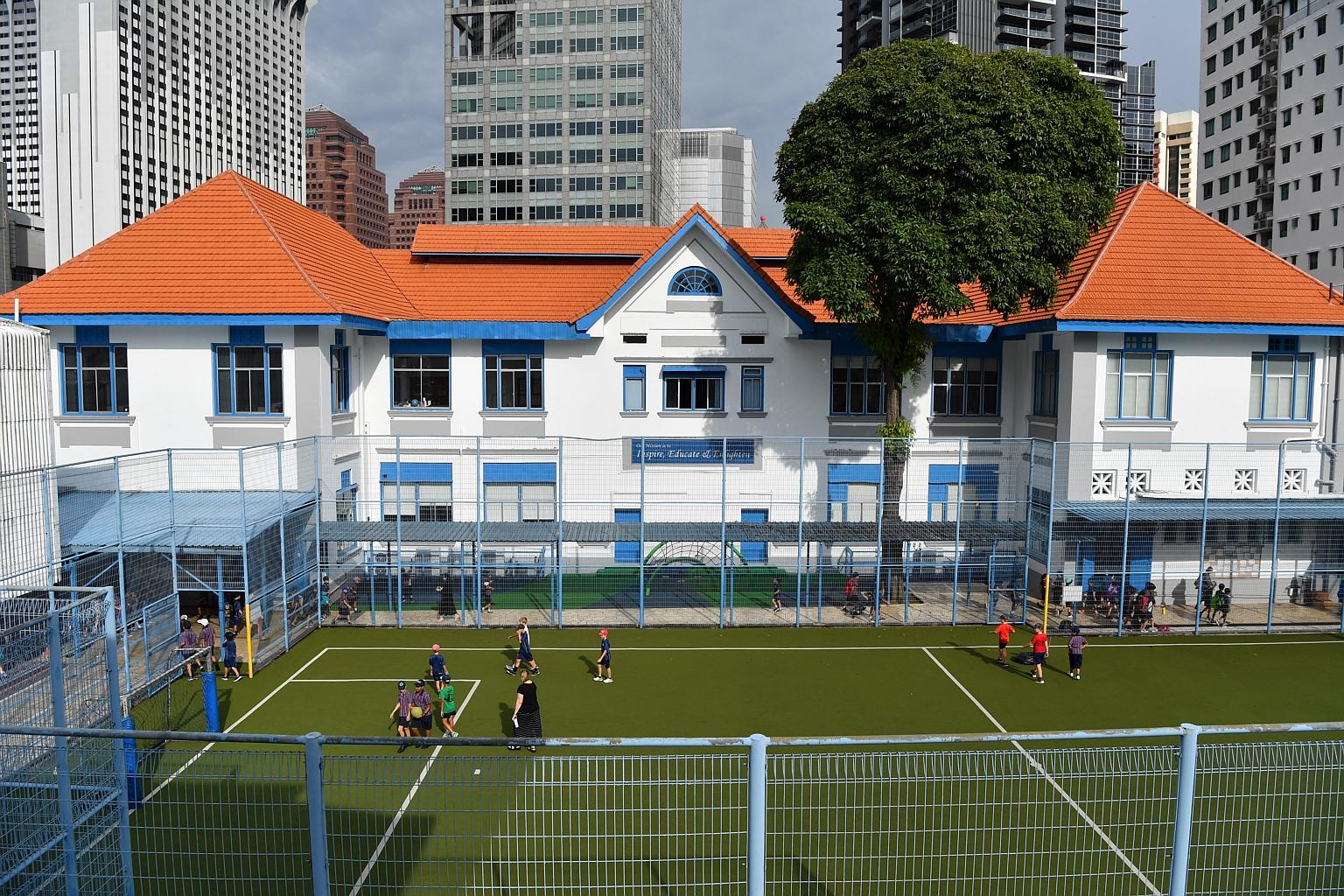 The Main Block of the former Singapore Chinese Girls' School premises in Emerald Hill, which is one of three buildings to be conserved at the site. The two-storey block designed with neo-classical and Art Deco elements was meant to be one of the most