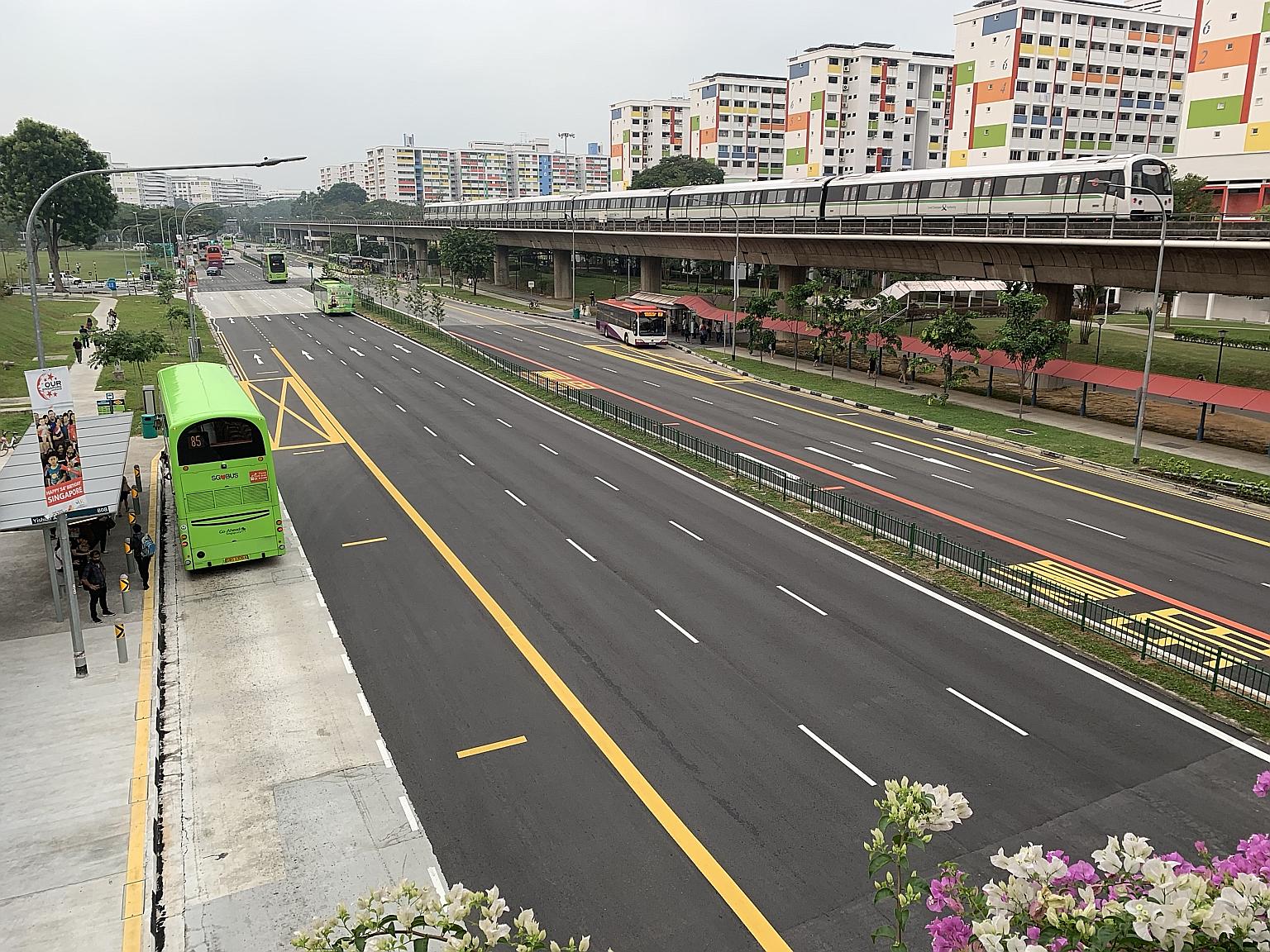 Traffic was smooth along Yishun Avenue 2 in front of the new Yishun Integrated Transport Hub yesterday morning.