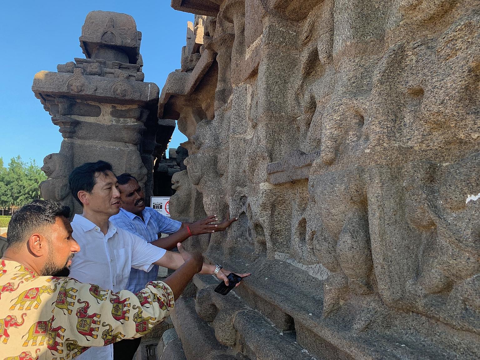 Education Minister Ong Ye Kung visiting Unesco world heritage site Mamallapuram on Monday during his trip to Tamil Nadu.