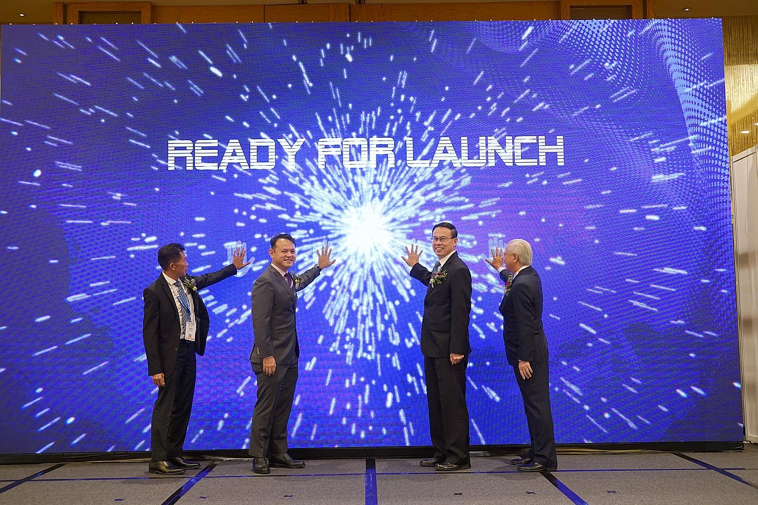 At the launch of International Facility Management Conference 2019 yesterday were (from far left) Mr Tony Khoo, president of Singapore International Facility Management Association (Sifma); Minister of State for National Development Zaqy Mohamad; Dr 